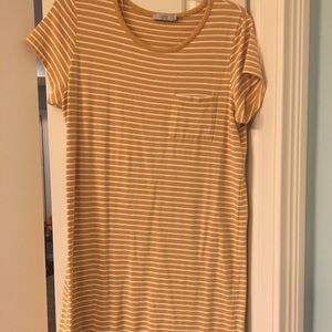 Gold and whit striped T-shirt dress